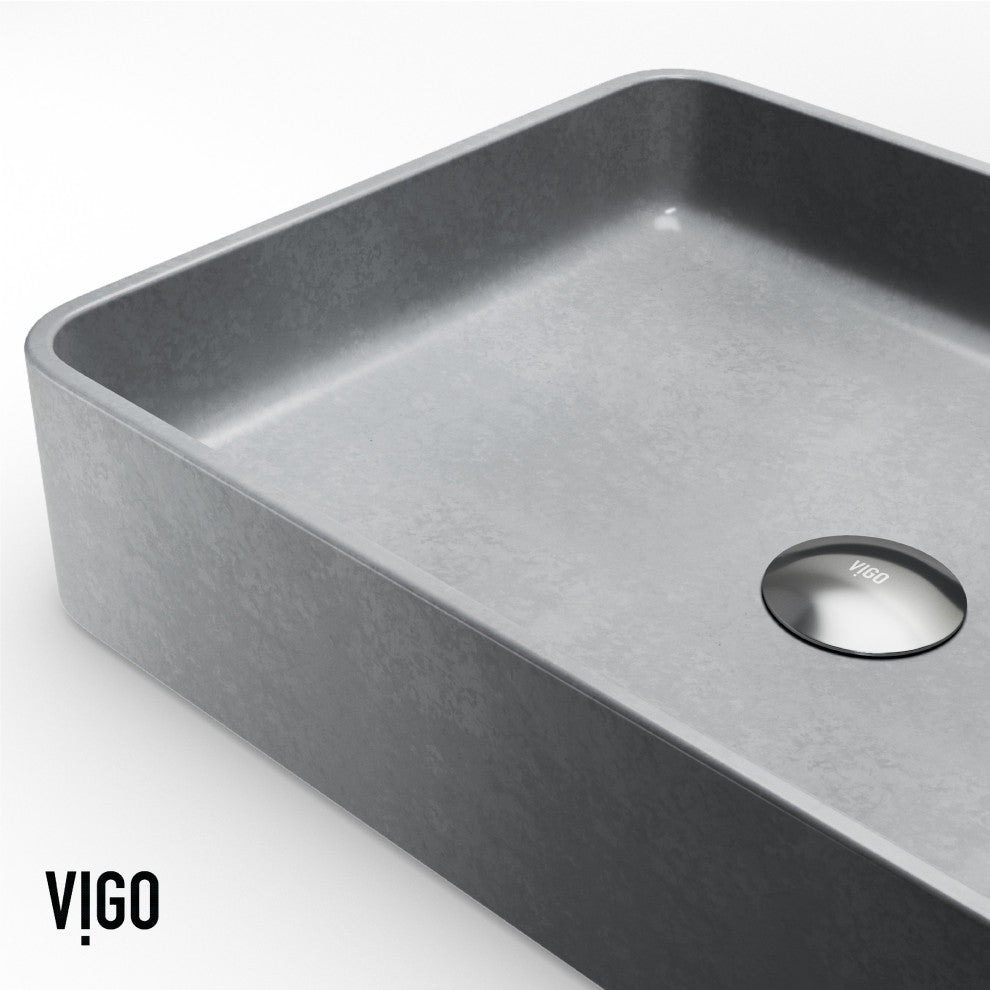 Tarragona 19"L x 14"W Concrete Vessel Sink and Ashford 11"H Faucet Set