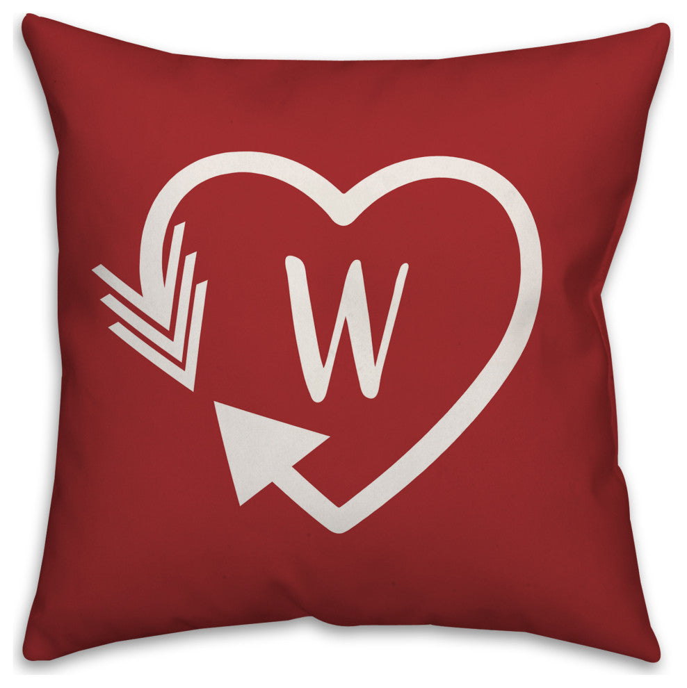 Heart Monogram - W 18x18 Indoor / Outdoor Pillow