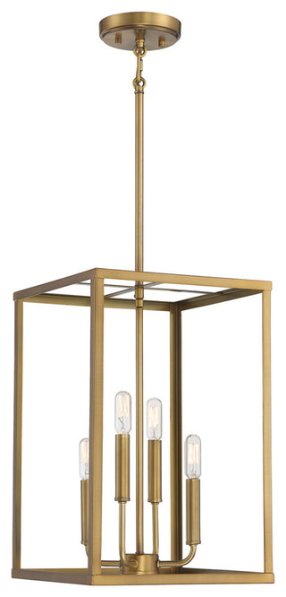 4-Light Pendant, Natural Brass
