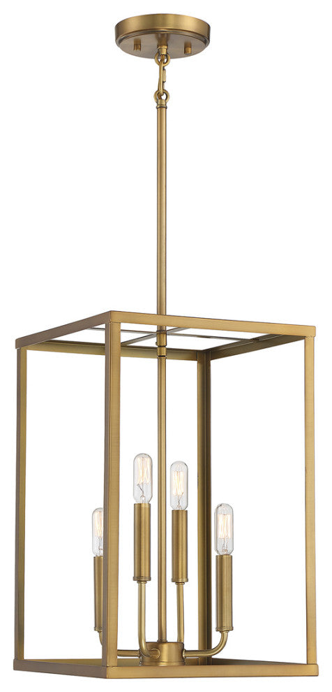 4-Light Pendant, Natural Brass