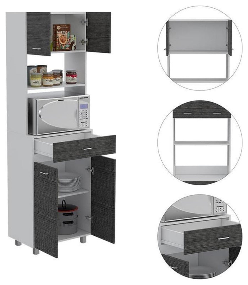 TUHOME Caribe Microwave Cabinet Engineered Wood Pantries in  Multi-color