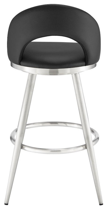 Charlotte Swivel Counter or Bar Stool in Faux Leather and Metal