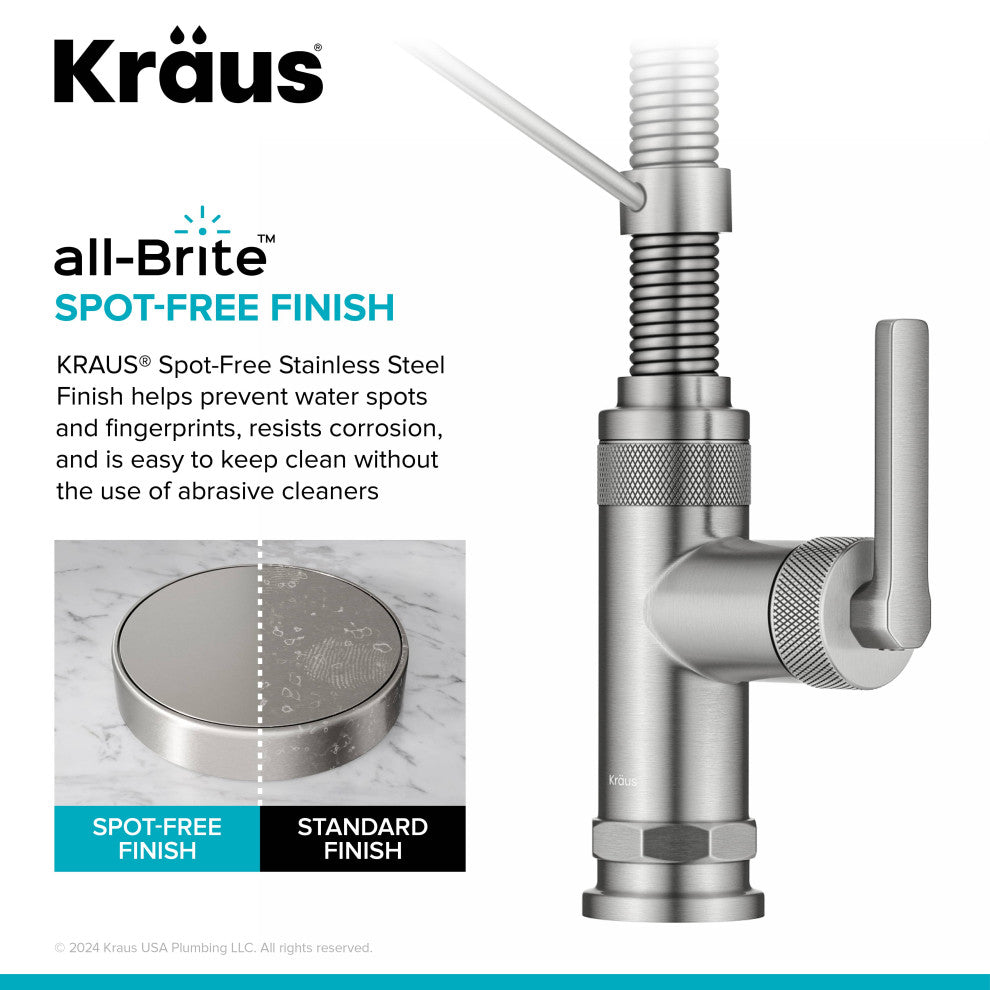 KRAUS Allyn Commercial Style 2-Function 1-Handle Pull Down Kitchen Faucet SFS
