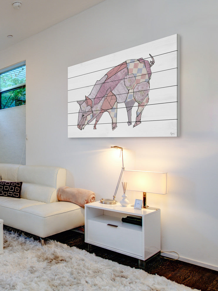 "El Cerdo" Painting Print on White Wood, 18"x12"