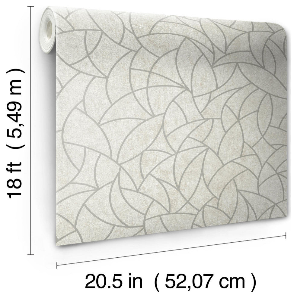 Taupe & Silver Modern Crescent Moon Peel & Stick Wallpaper