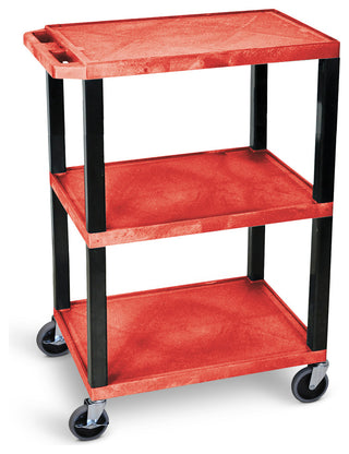 Luxor Red 3-Shelf Specialty Utility Cart