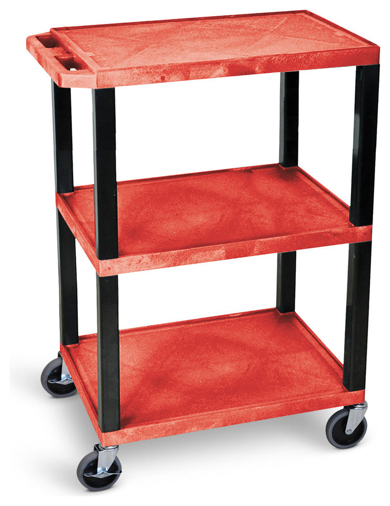 Luxor Red 3-Shelf Specialty Utility Cart