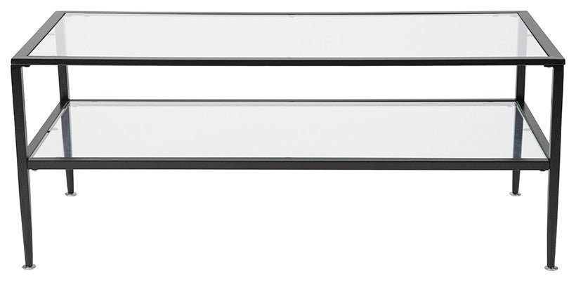 Glass Coffee Table With Black Metal Frame