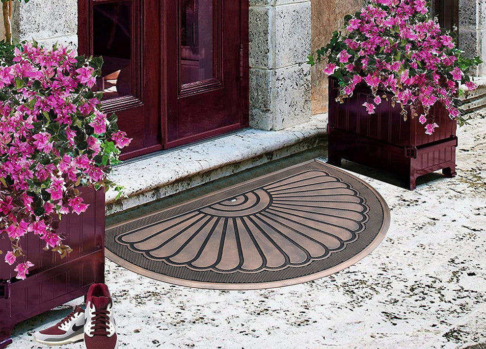 A1HC 100% Pure Rubber Front Door Mat 30"x48" Non-Slip, Sunburst Bronze