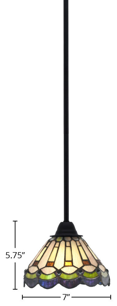 Paramount Mini Pendant, Matte Black, 7" Cyprus Art Glass