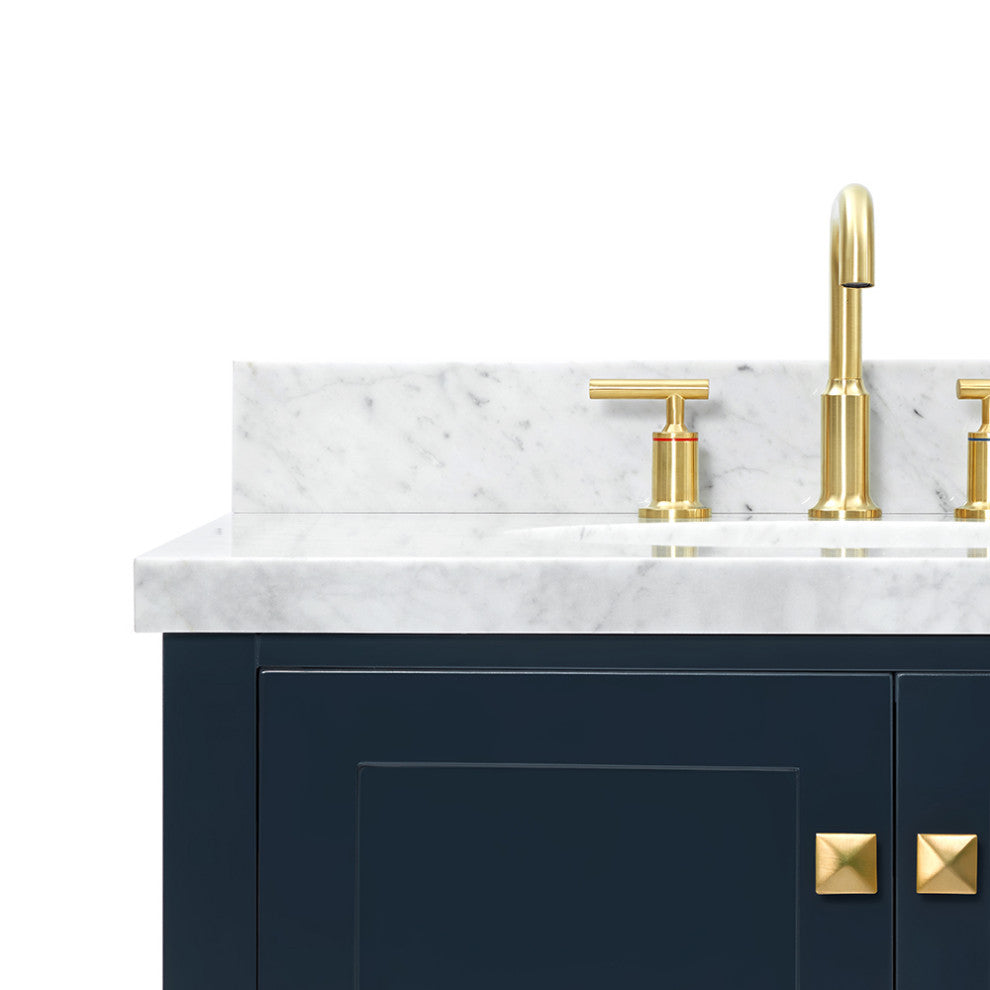 ARIEL Cambridge 73" Rectangle Sinks Bath Vanity White Quartz Midnight Blue