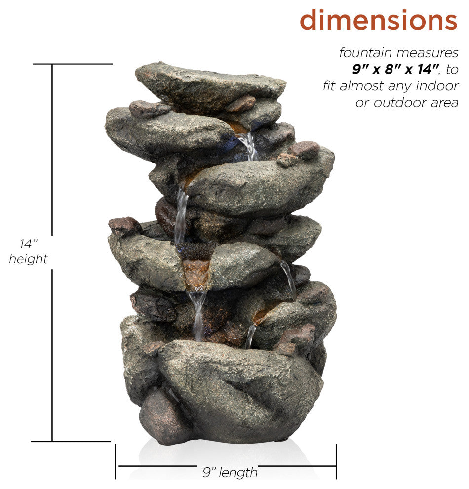 Rainforest Rock Fountain with LED Light
