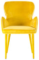 Benzara BM187463 Wing Back Design Dining Chair with High Curvy Arms, Yellow