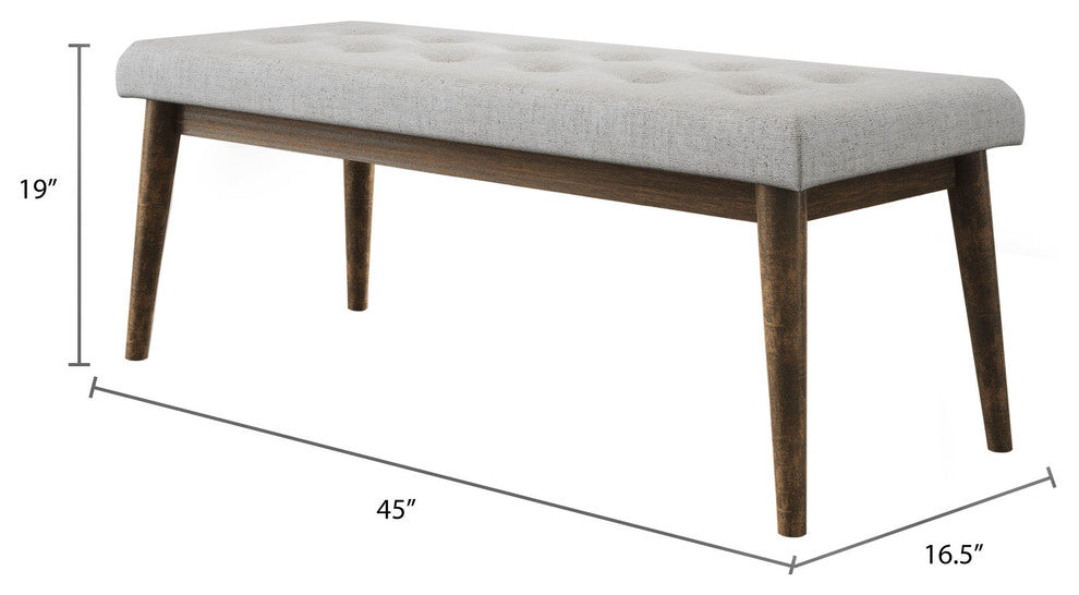 Silas Retro Upholstered Tufted Mid-Century Bench