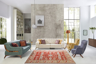 Hand-Knotted Wool Rust Traditional Geometric Modern Knotted Rug, 6' X 9'