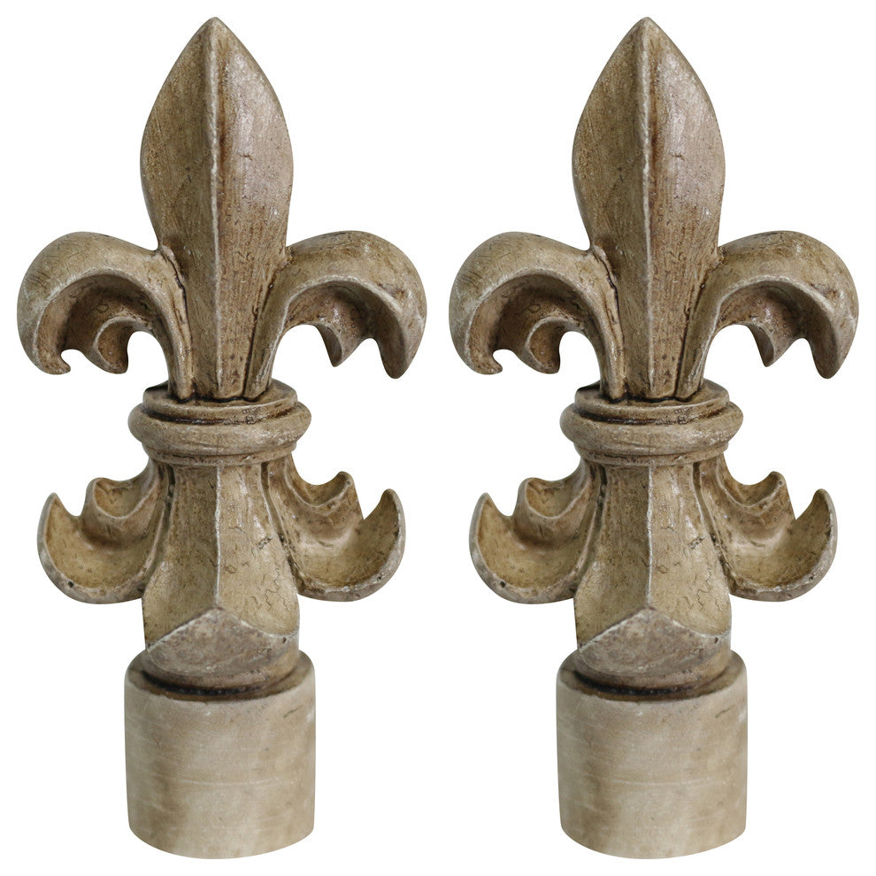 Fleur de Lis Lamp Finial, 3" Tall, Cottage, Set of 2