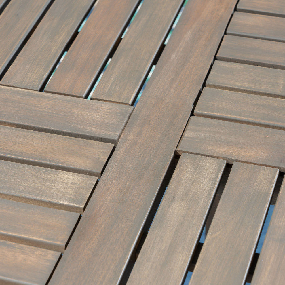 GDF Studio Andria Outdoor Acacia Wood Bistro Table, Gray