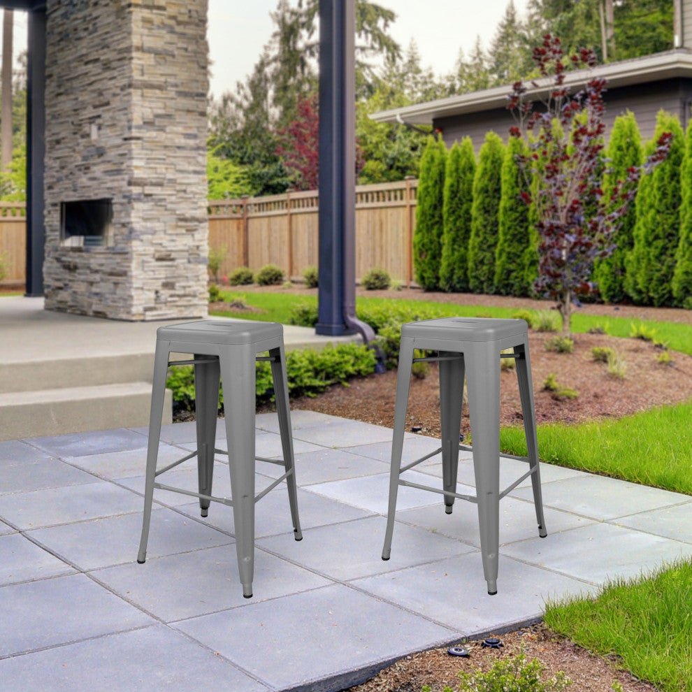 Amerihome Indoor/Outdoor 30" Metal Bar Stools, Set of 2