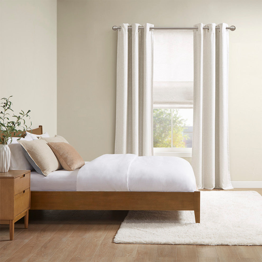 Madison Park Tonal Printed Faux Silk Room Darkening Curtain Panel Pair