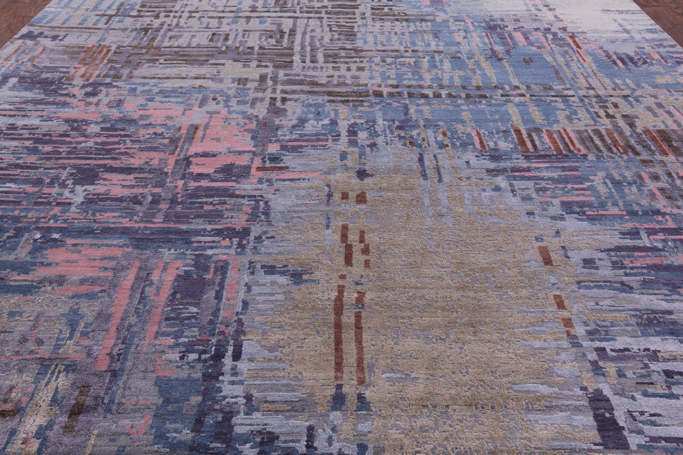 Wool & Silk Abstract Handmade Rug 12' 1" X 15' 2" - Q14859