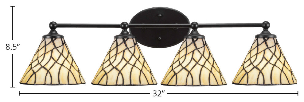 Capri 4-Light Bath Bar, Matte Black/Sandhill Art