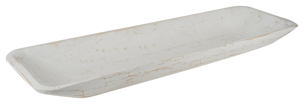 Santa Fe Long  Wooden Dough Bowl 8"x39", Pure White