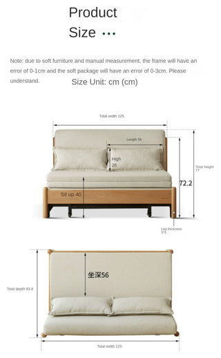 Solid Wood Sofa Bed, Sleeper Sofa, Beech Log 72.8x33-78.1x30.3" Rush Gray