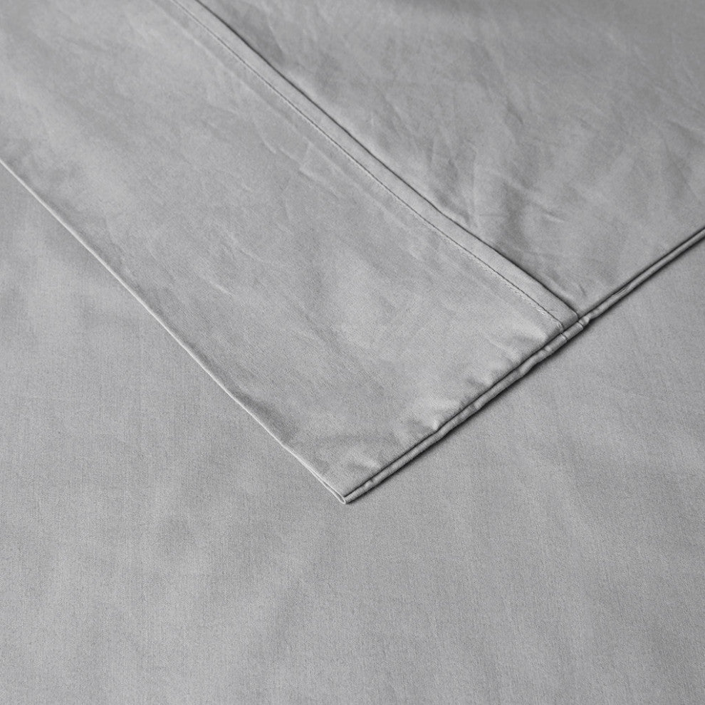 Madison Park Peached Percale Cotton Peached Percale Sheet Set, Grey