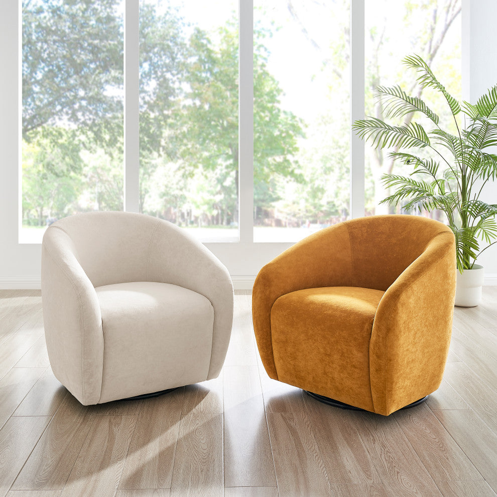 Regina Velvet Swivel Accent Arm Chair, Dainty Caramel