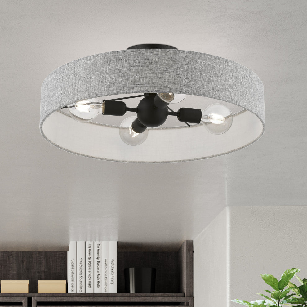 Elmhurst 4 Light Black Large Semi-Flush
