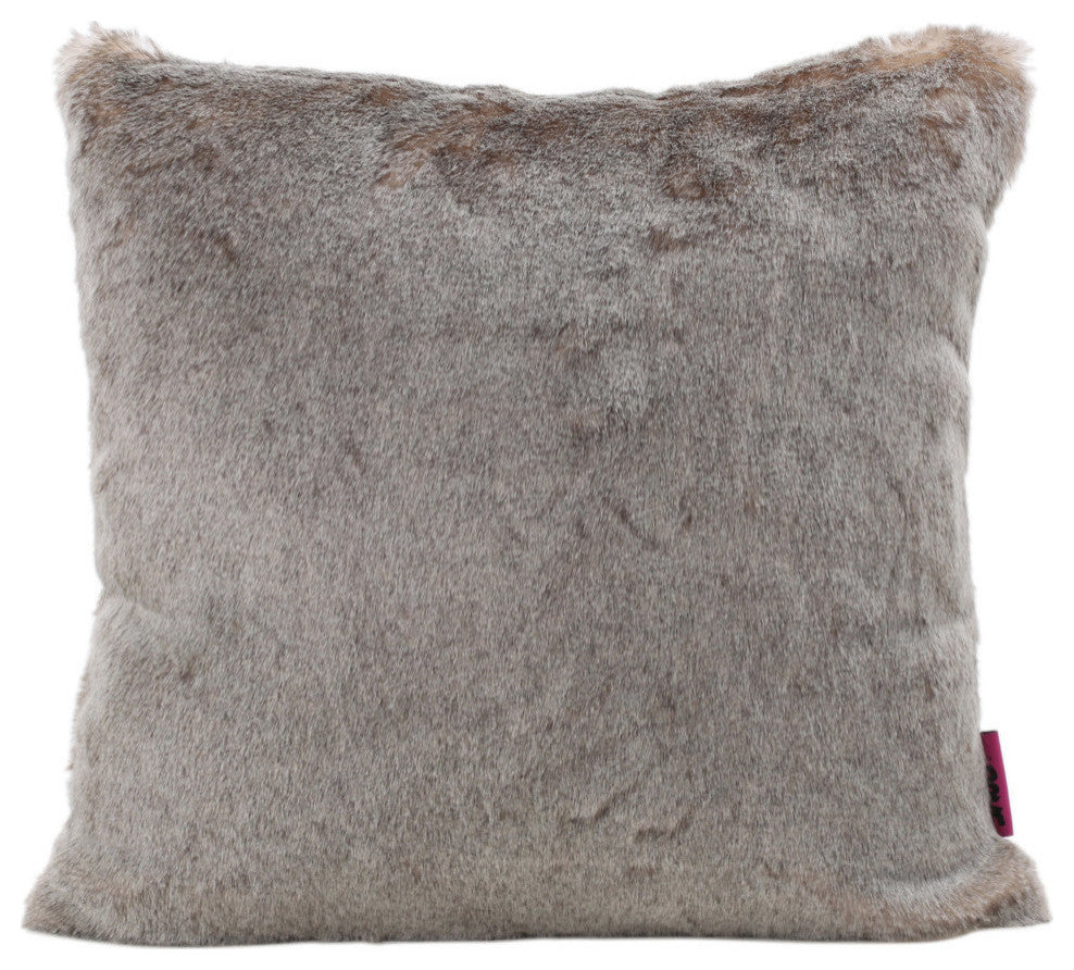 GDF Studio Elise Modern Glam Faux Fur Throw Pillow, Light Brown, 2