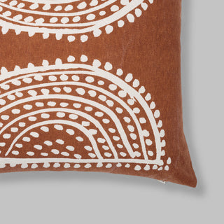 Radiance Oversized Sunburst Motif Print Square Pillow, Terracotta