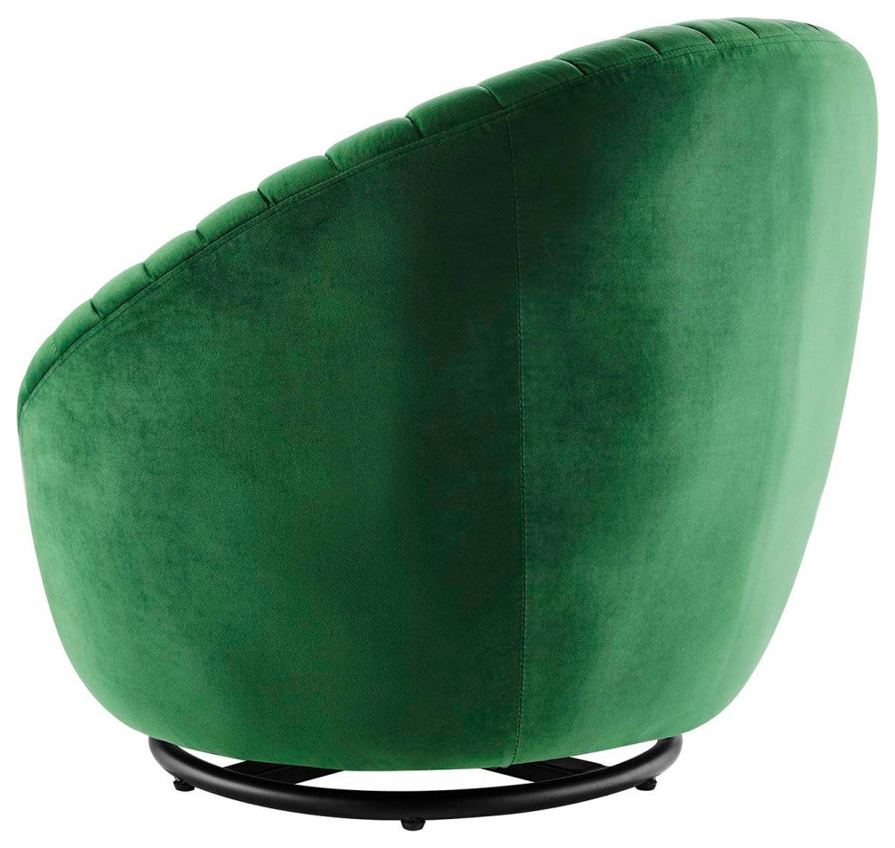 ArmTufted Chair Swivel Accent Tufted Chair, Black Green, Velvet, Modern, Lounge
