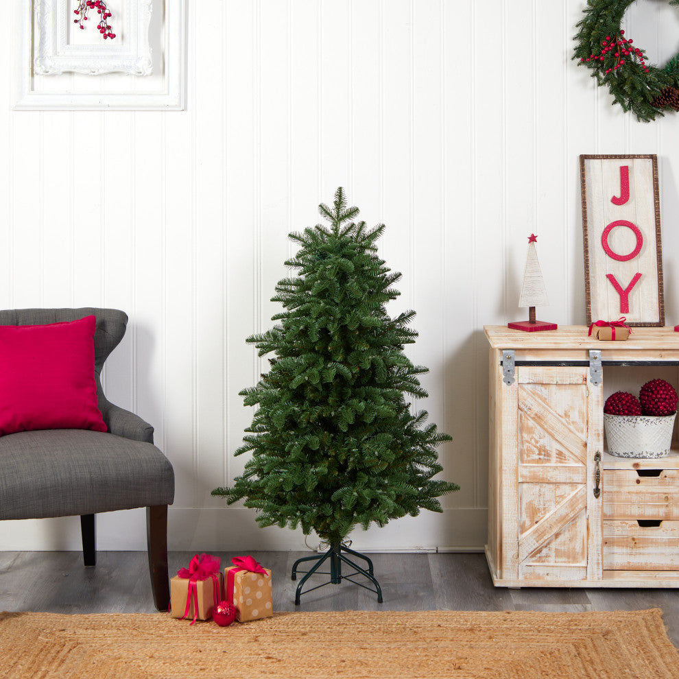 4' South Carolina Fir Faux Xmas Tree W/ 250 Clear Lights & 752 Bendable Branches