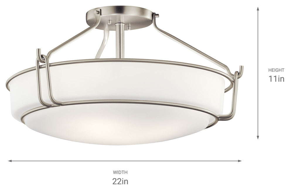 Semi Flush 4-Light, Brushed Nickel
