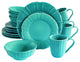 Chloe 16 Piece Dinnerware Set, Service for 4, Turquoise