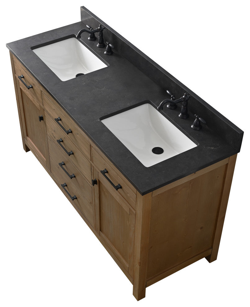 Jasper 60" Bathroom Vanity, Textured Natural, Blue Limestone