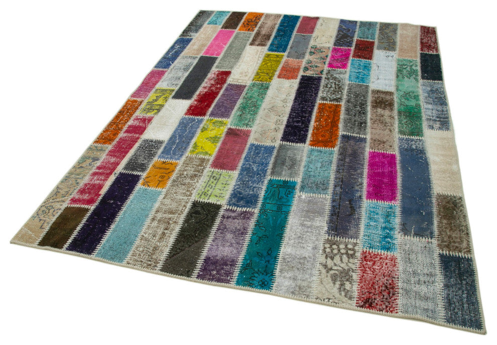 Rug N Carpet - Hand-Knotted Oriental 6' 2" x 8' 2" Wool Patchwork Area Rug