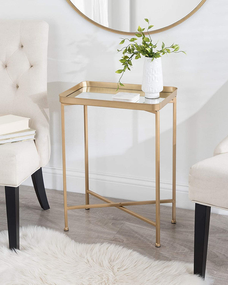 Modern Mirrored Tray Side Table