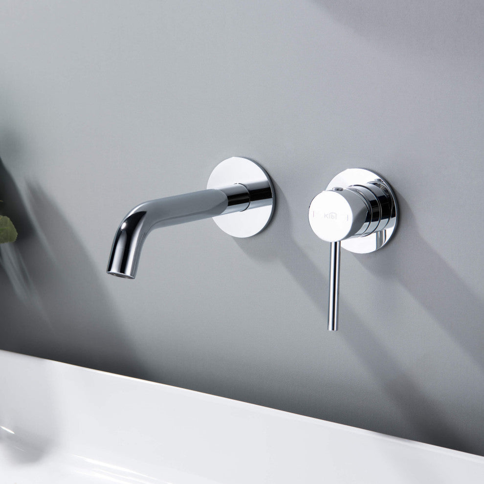 Circular Single Handle Wall Mounted Bathroom Sink Faucet, Chrome