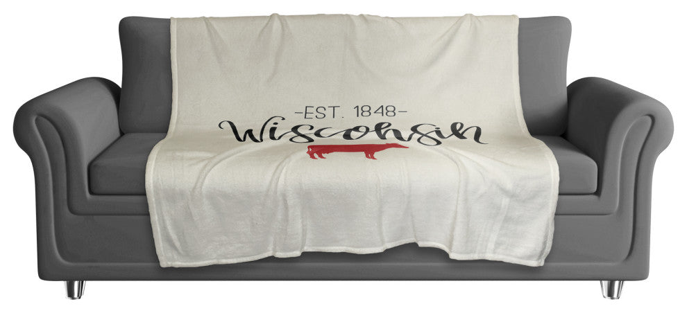 Wisconsin Established 50x60 Coral Fleece Blanket