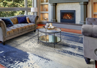 Watercolor Ice Blue Flow Plush Area Rug, 6'7"x9'6"