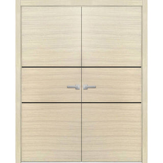 Solid French Double Doors 72 x 84 | Planum 0014 Natural Veneer with
