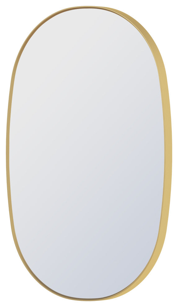 24"x36" Wall-mounted Oval Bathroom Vanity Mirror with Aluminum Frame, Brushed Gold
