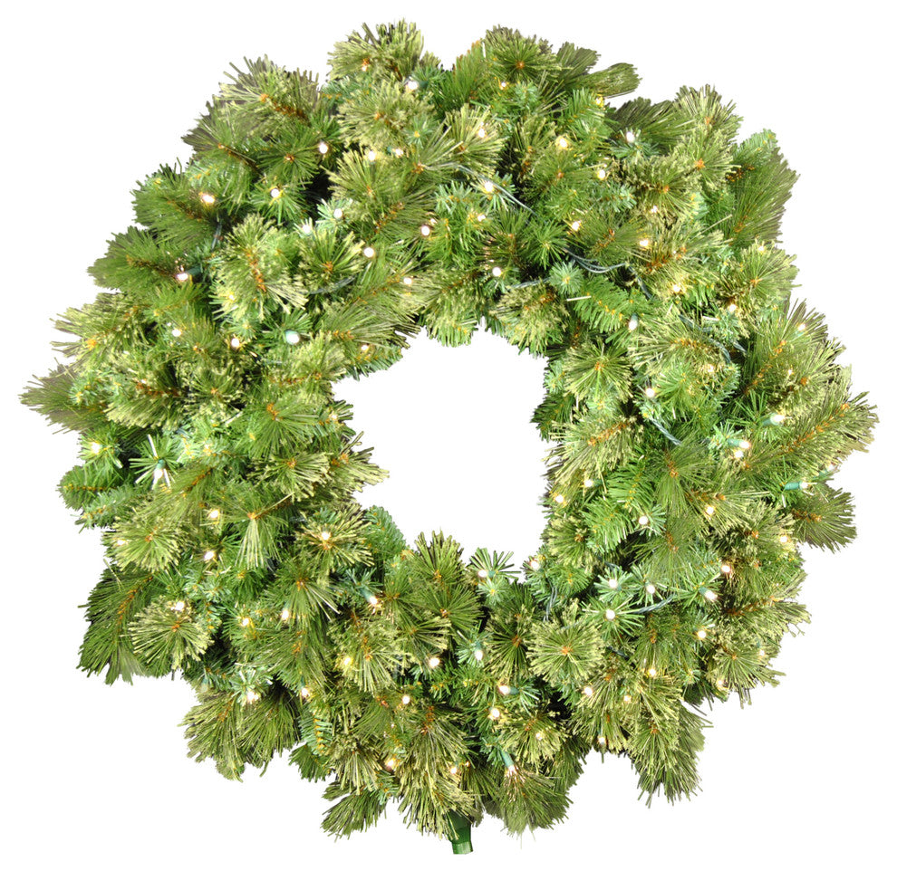 4' Blended Pine Wreath Pre-Lit With Warm White LEDs