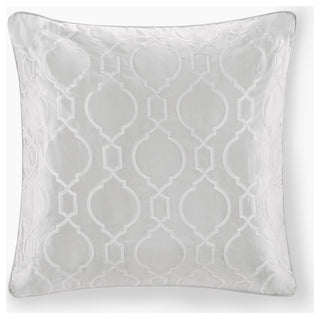 Croscill Montague Ogee Embroidered Euro Sham, Silver