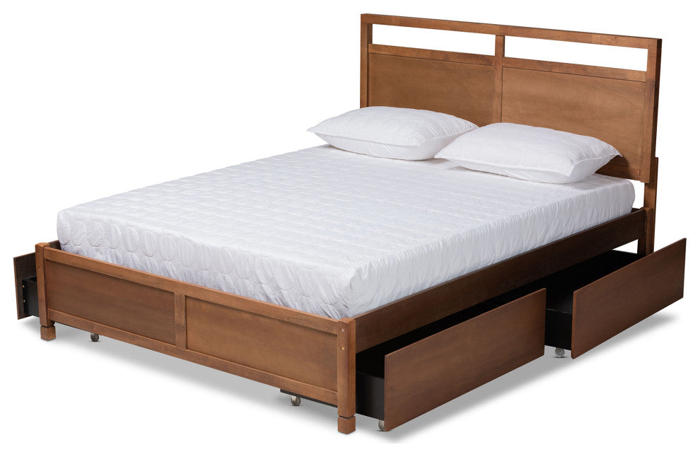 Saffron Modern Brown Finished Wood Full Size 4-Drawer Platform Storage Bed