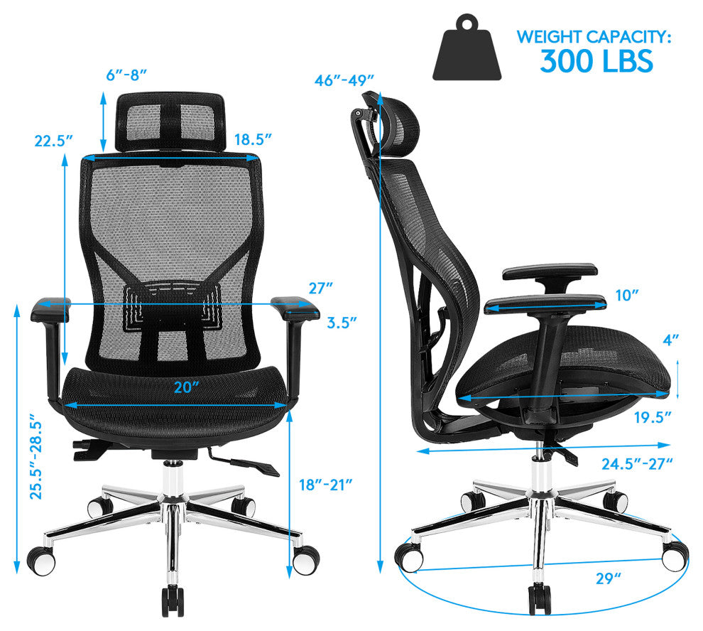 Costway Ergonomic Office Chair High-Back Mesh Chair w/Adjustable Lumbar Support