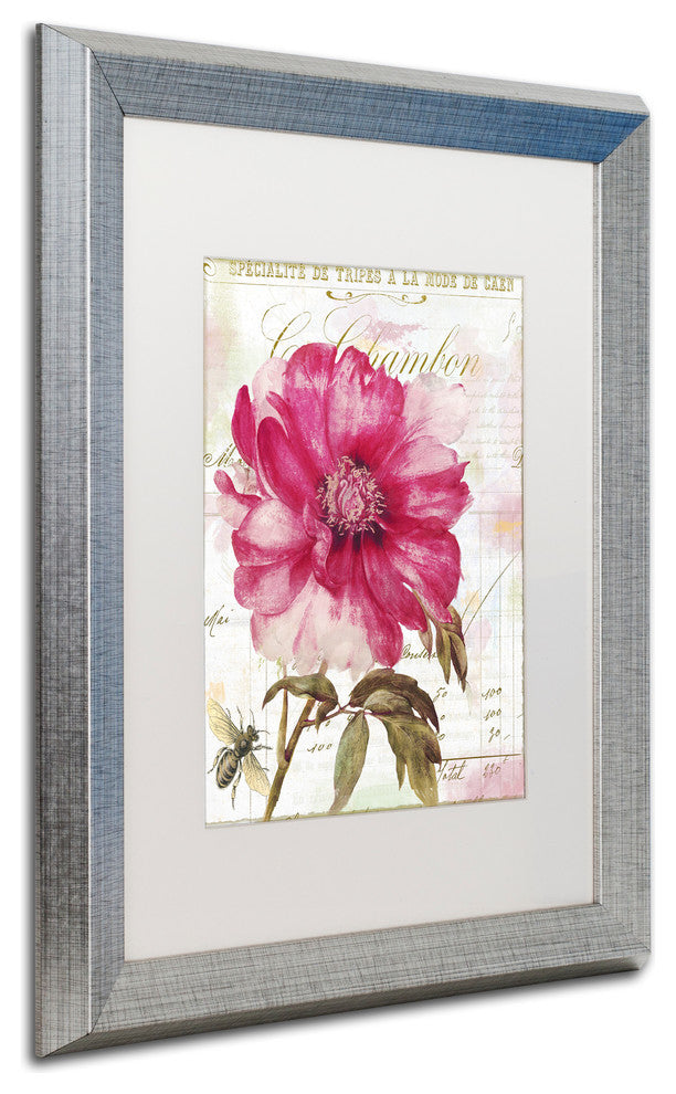 Color Bakery 'Pink Peony' Matted Framed Art, Silver Frame, White Mat, 16x20