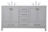 Grey 60" Double Sink Bathroom Vanity